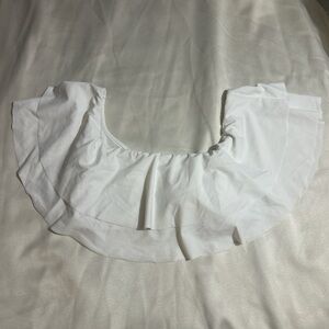 White Off Shoulder Ruffle Swim Top Romantic Style